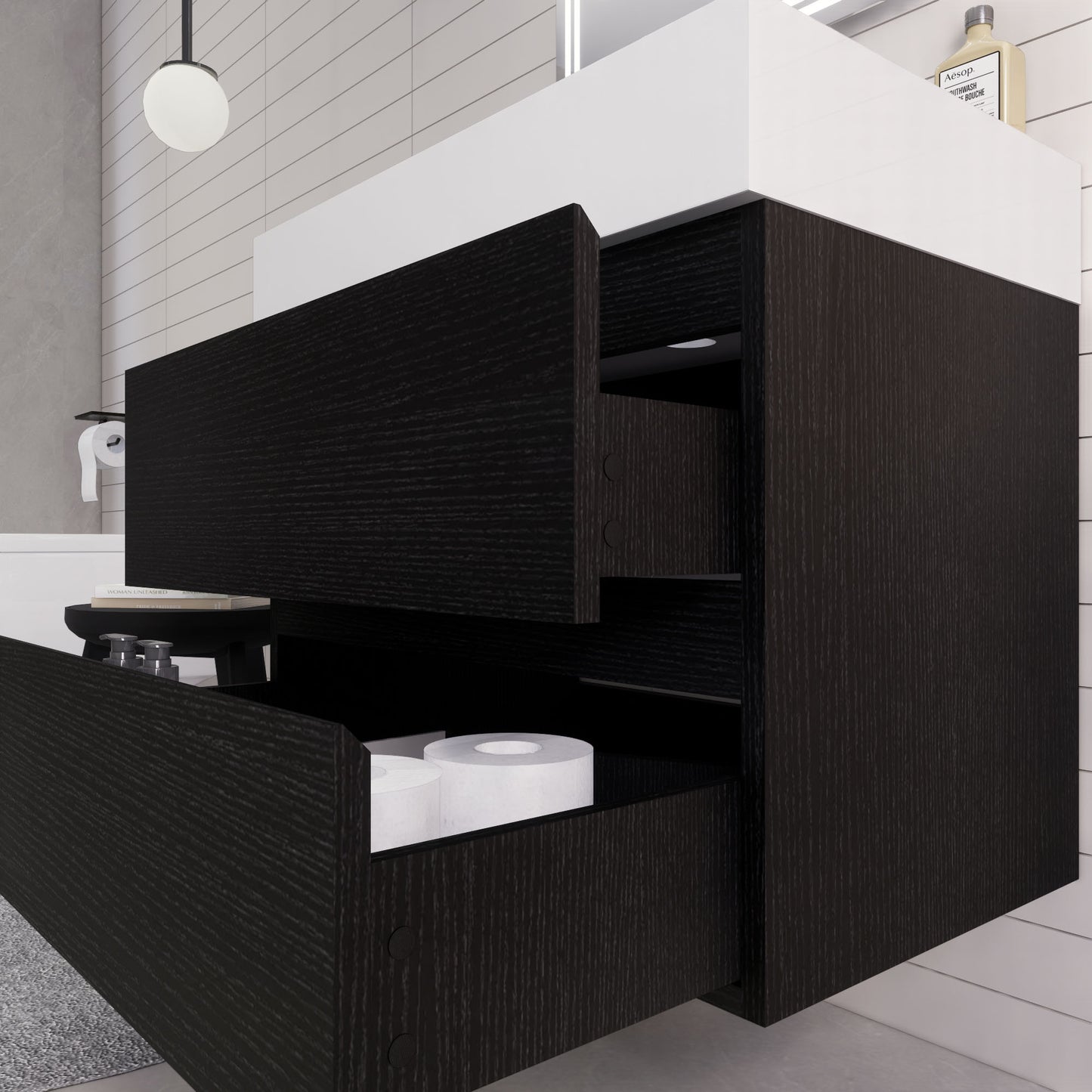Monterey 30" Wall Mounted Bathroom Vanity with Reinforced Acrylic Integrated Sink Top