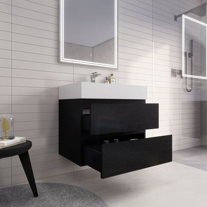 Monterey 30" Wall Mounted Bathroom Vanity with Reinforced Acrylic Integrated Sink Top