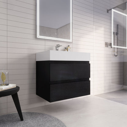 Monterey 30" Wall Mounted Bathroom Vanity with Reinforced Acrylic Integrated Sink Top