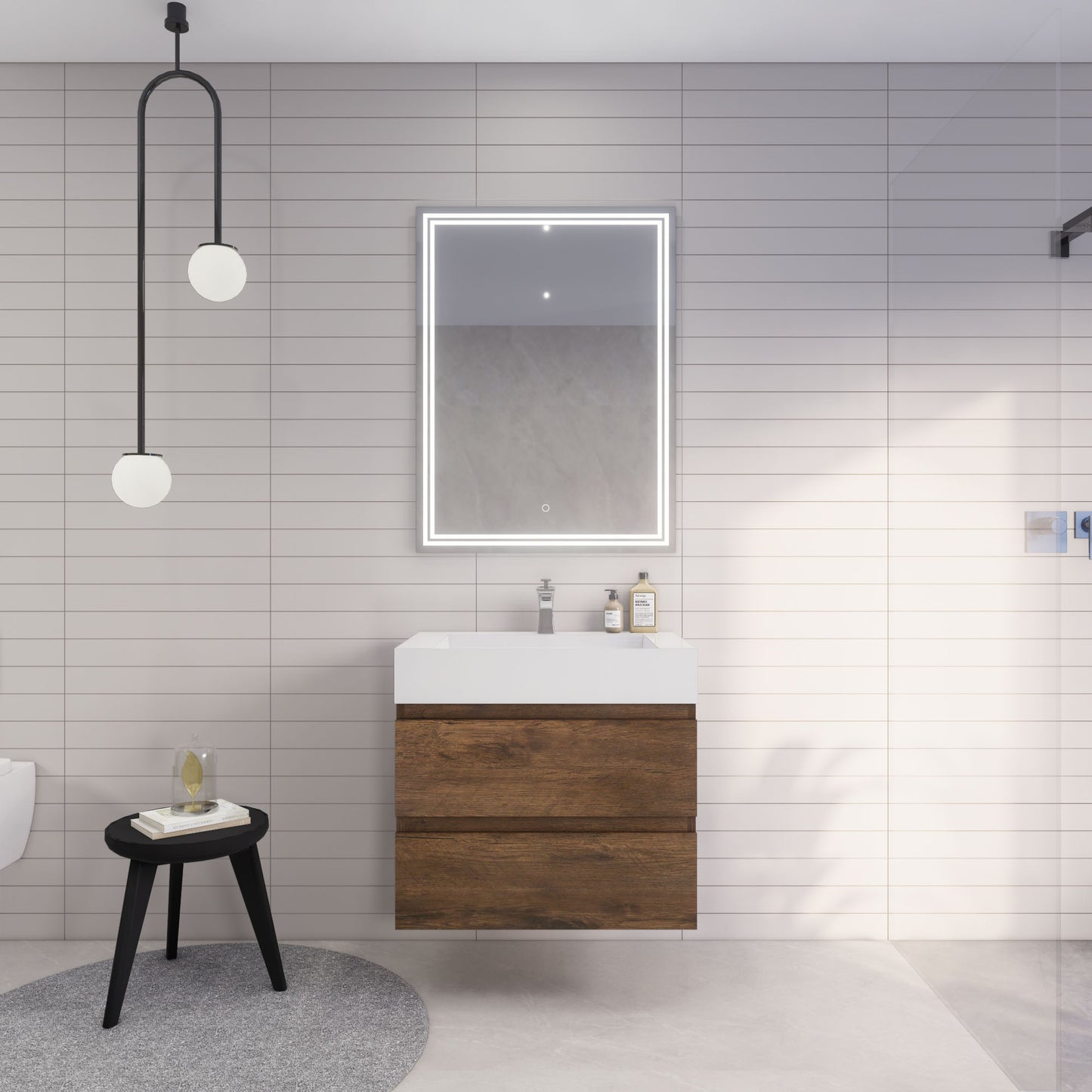 Monterey 30" Wall Mounted Bathroom Vanity with Reinforced Acrylic Integrated Sink Top