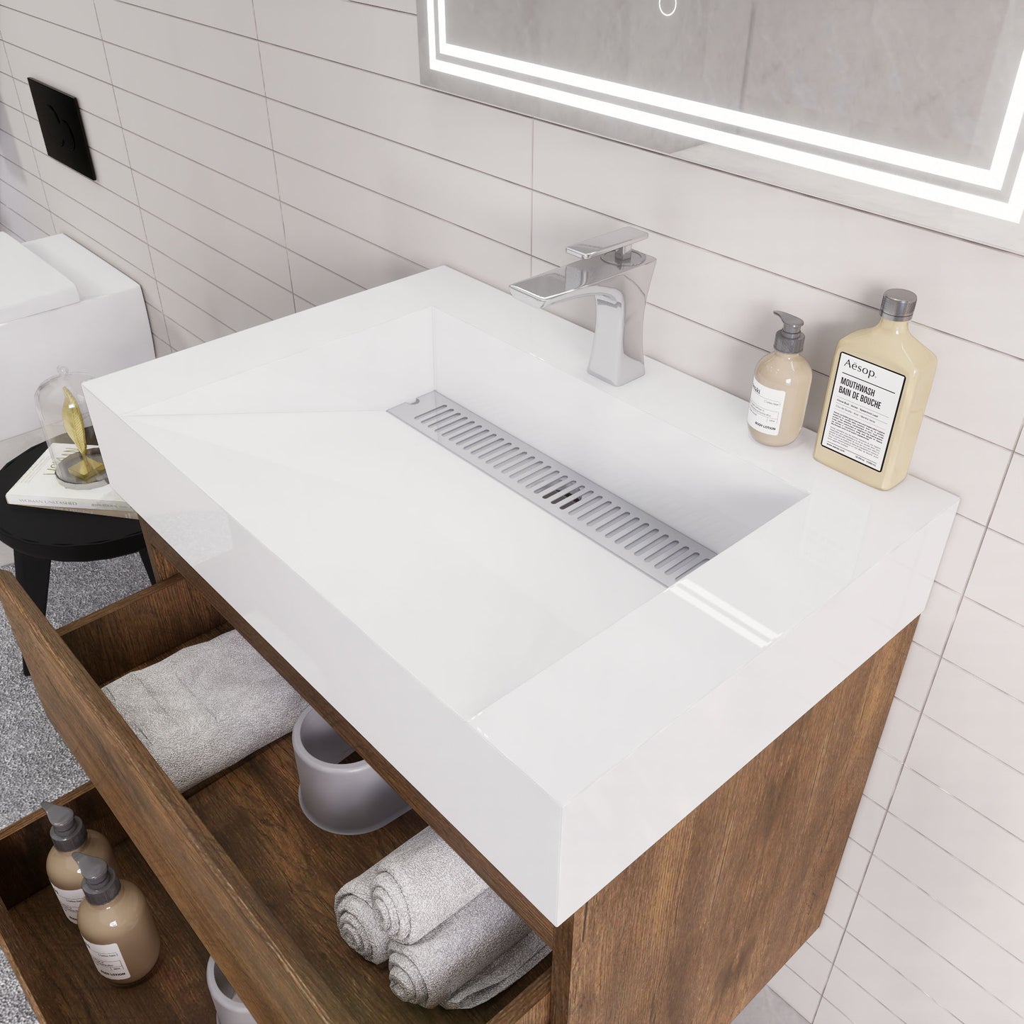 Monterey 30" Wall Mounted Bathroom Vanity with Reinforced Acrylic Integrated Sink Top