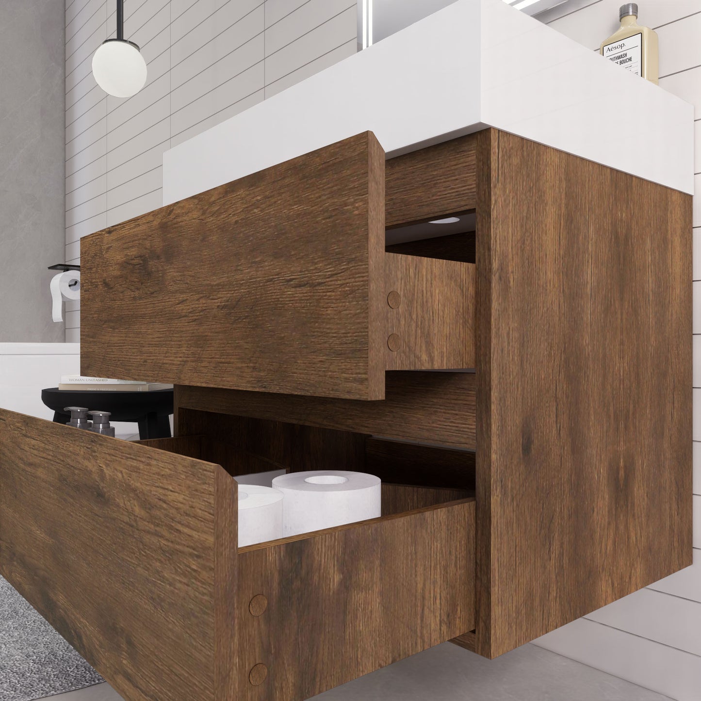 Monterey 30" Wall Mounted Bathroom Vanity with Reinforced Acrylic Integrated Sink Top