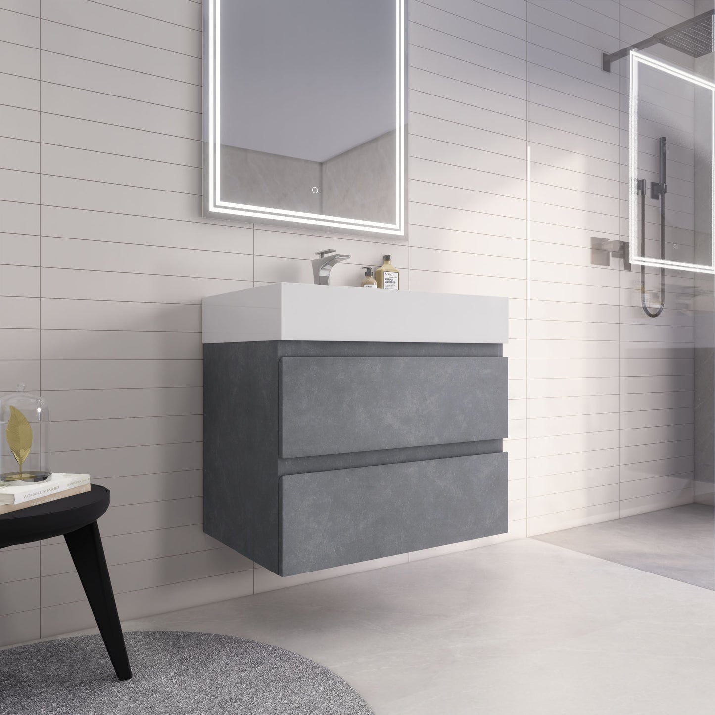 Monterey 30" Wall Mounted Bathroom Vanity with Reinforced Acrylic Integrated Sink Top