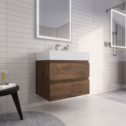 Monterey 30" Wall Mounted Bathroom Vanity with Reinforced Acrylic Integrated Sink Top