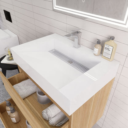 Monterey 30" Wall Mounted Bathroom Vanity with Reinforced Acrylic Integrated Sink Top