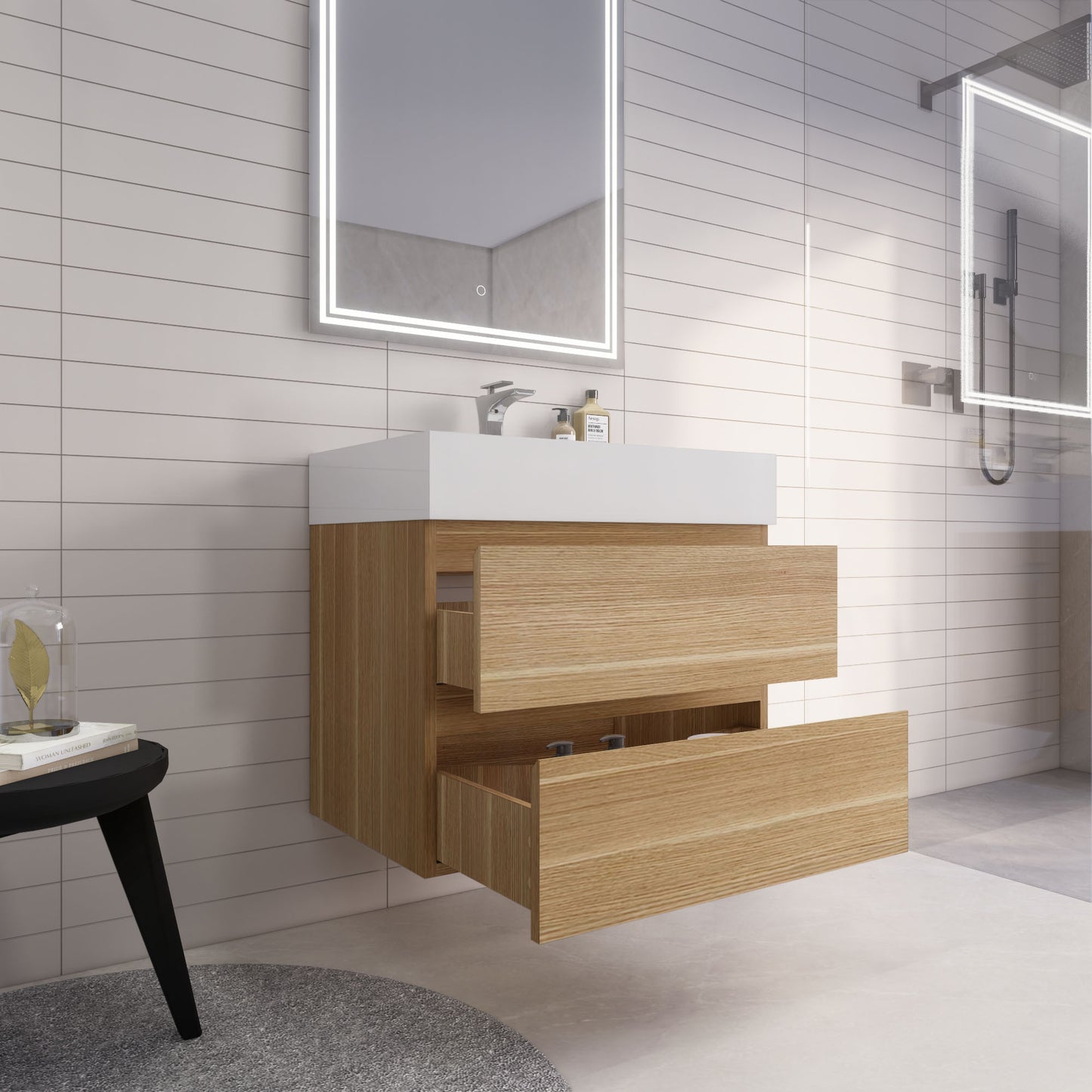Monterey 30" Wall Mounted Bathroom Vanity with Reinforced Acrylic Integrated Sink Top