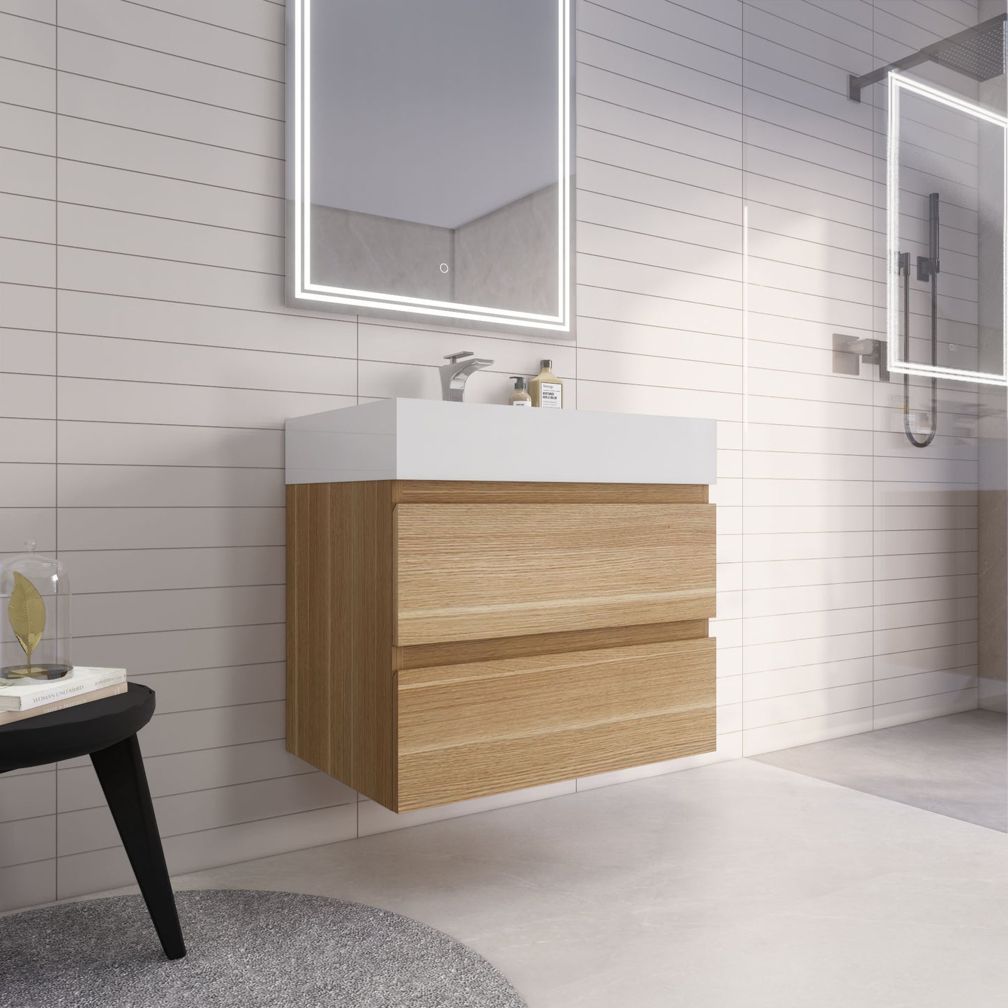 Monterey 30" Wall Mounted Bathroom Vanity with Reinforced Acrylic Integrated Sink Top