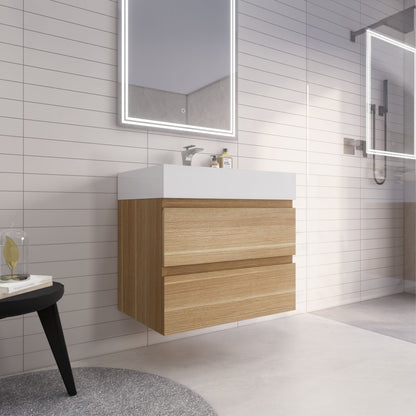 Monterey 30" Wall Mounted Bathroom Vanity with Reinforced Acrylic Integrated Sink Top
