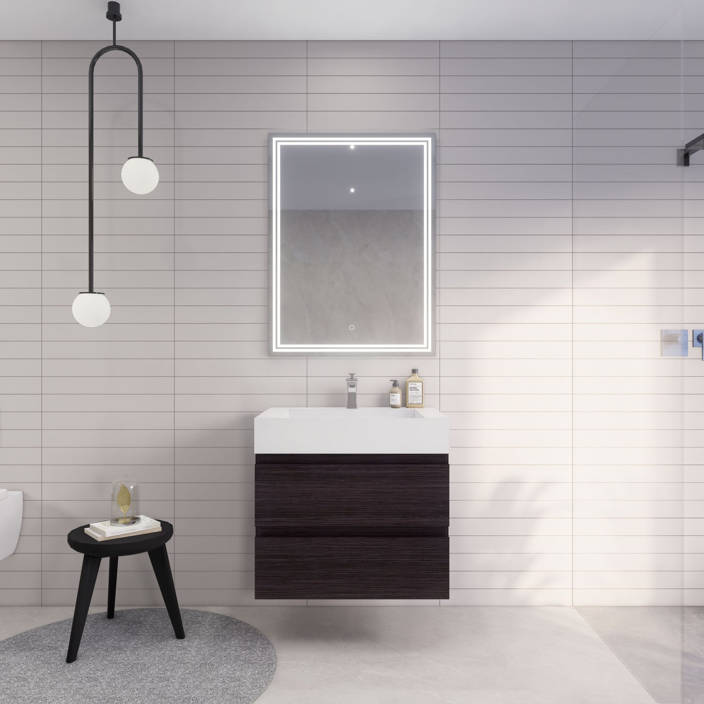 Monterey 30" Wall Mounted Bathroom Vanity with Reinforced Acrylic Integrated Sink Top
