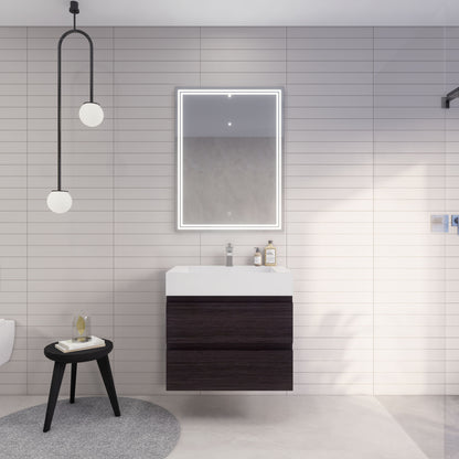 Monterey 30" Wall Mounted Bathroom Vanity with Reinforced Acrylic Integrated Sink Top