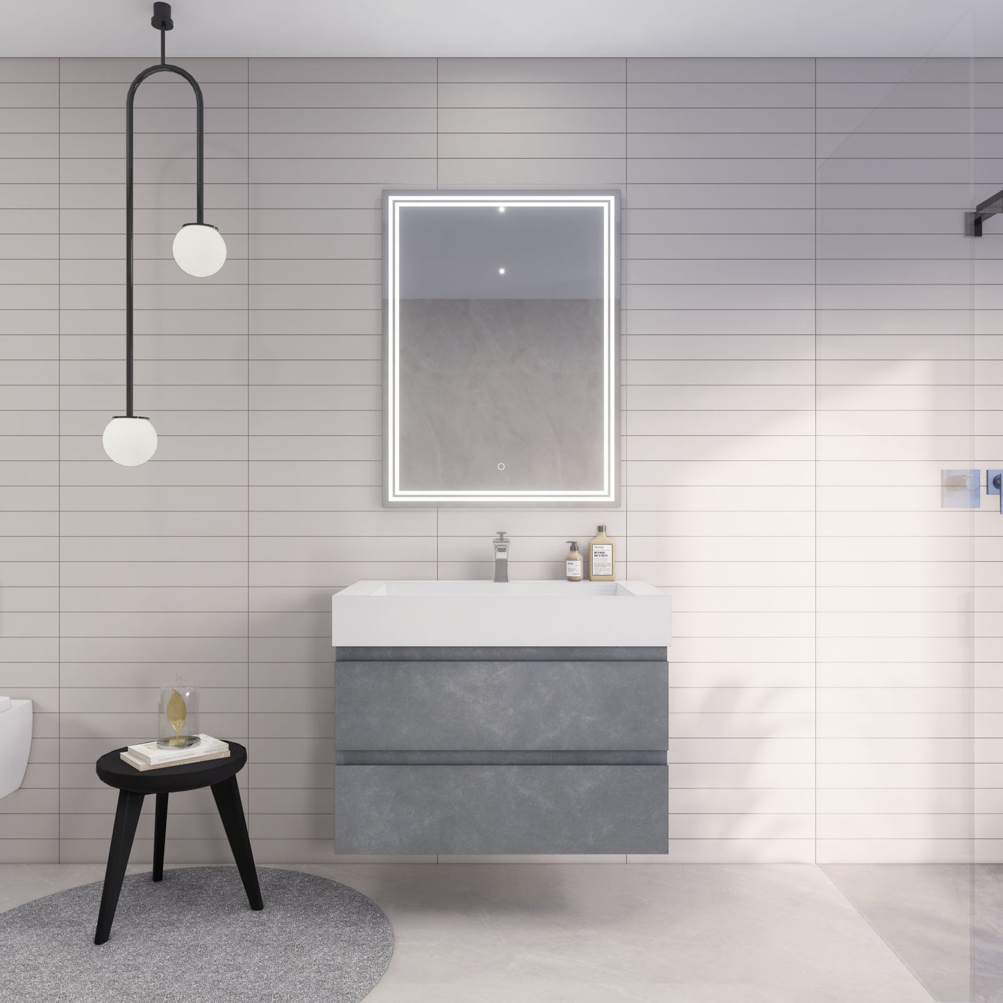 Monterey 36" Wall Mounted Bathroom Vanity with Reinforced Acrylic Integrated Sink Top