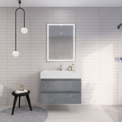 Monterey 36" Wall Mounted Bathroom Vanity with Reinforced Acrylic Integrated Sink Top