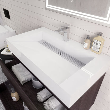 Monterey 36" Wall Mounted Bathroom Vanity with Reinforced Acrylic Integrated Sink Top