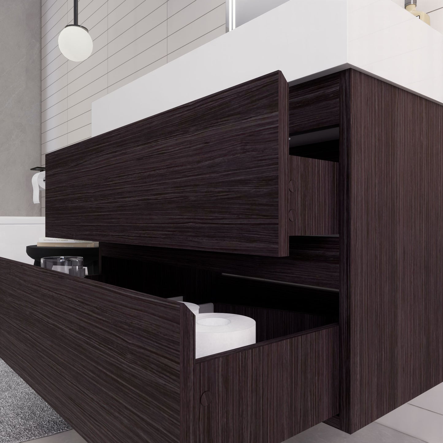 Monterey 36" Wall Mounted Bathroom Vanity with Reinforced Acrylic Integrated Sink Top