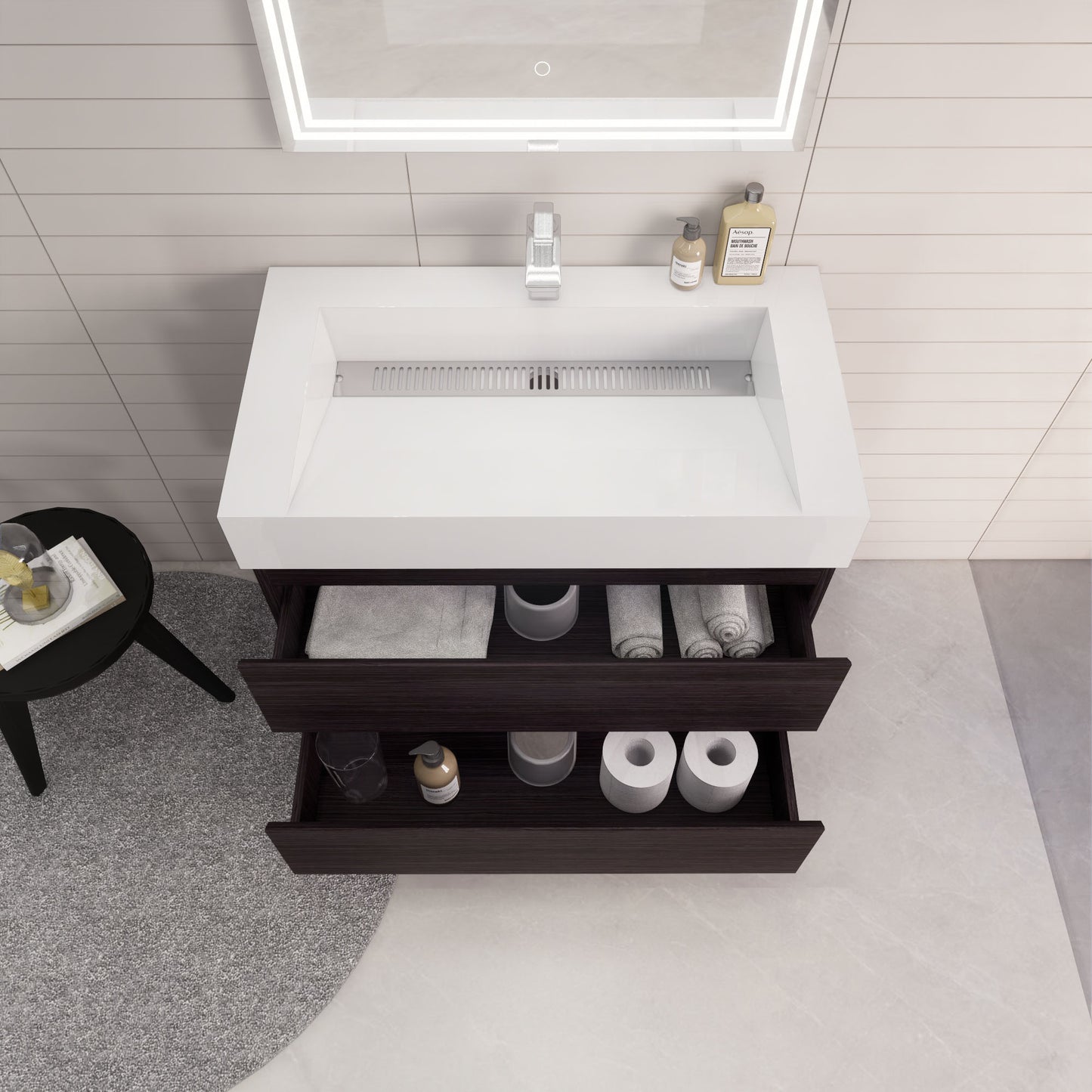 Monterey 36" Wall Mounted Bathroom Vanity with Reinforced Acrylic Integrated Sink Top