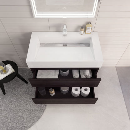 Monterey 36" Wall Mounted Bathroom Vanity with Reinforced Acrylic Integrated Sink Top