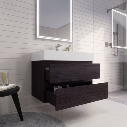 Monterey 36" Wall Mounted Bathroom Vanity with Reinforced Acrylic Integrated Sink Top