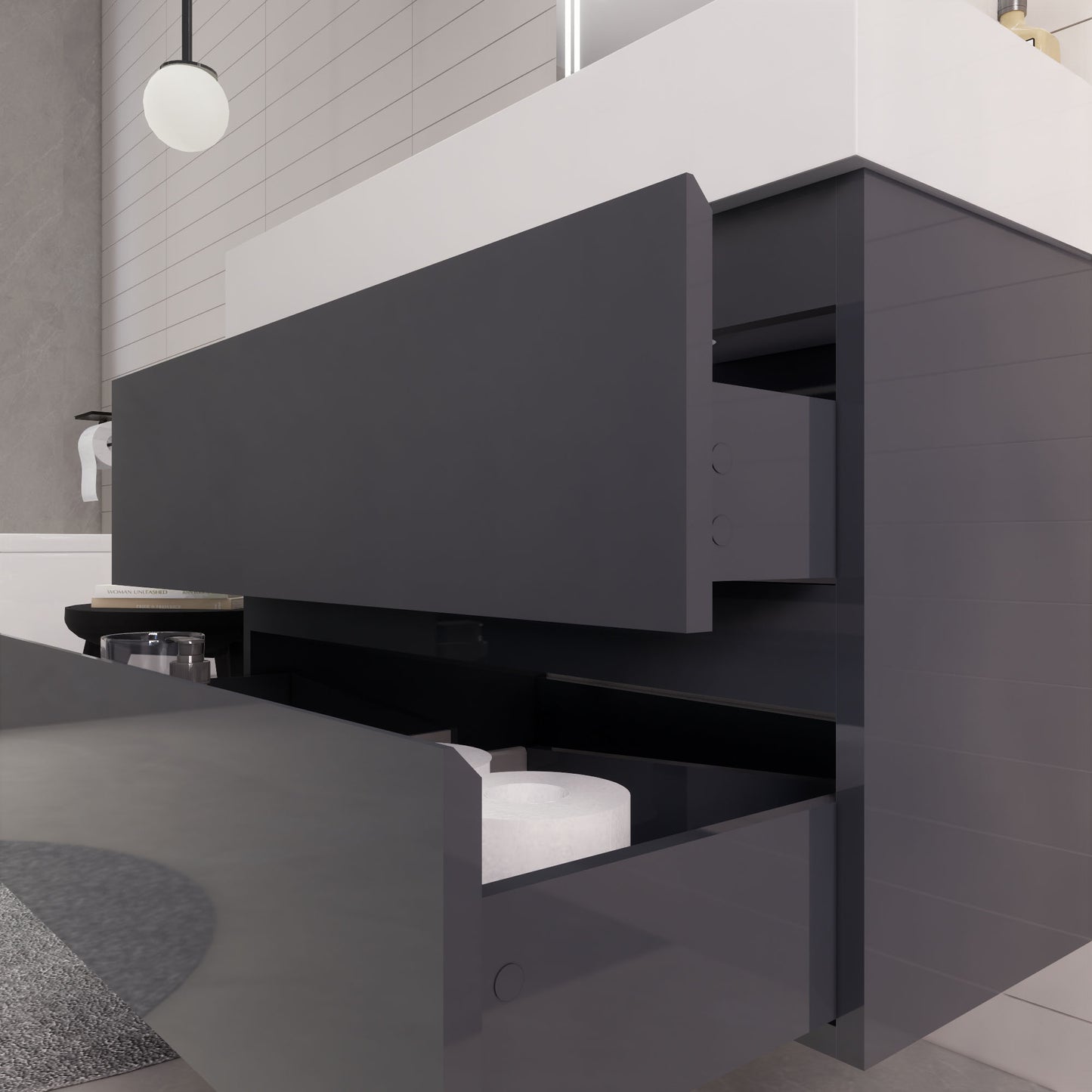 Monterey 36" Wall Mounted Bathroom Vanity with Reinforced Acrylic Integrated Sink Top
