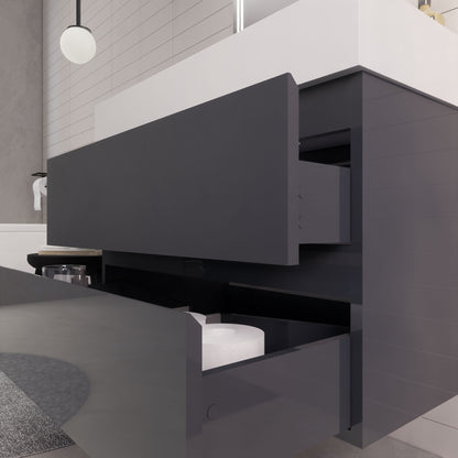 Monterey 36" Wall Mounted Bathroom Vanity with Reinforced Acrylic Integrated Sink Top