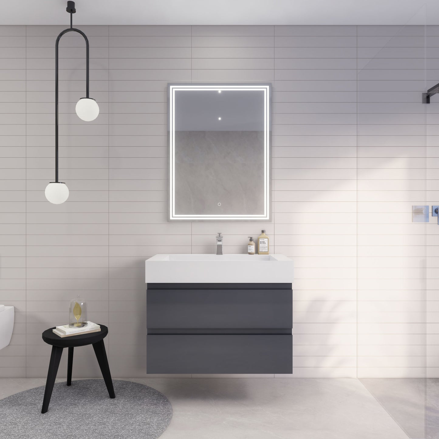 Monterey 36" Wall Mounted Bathroom Vanity with Reinforced Acrylic Integrated Sink Top