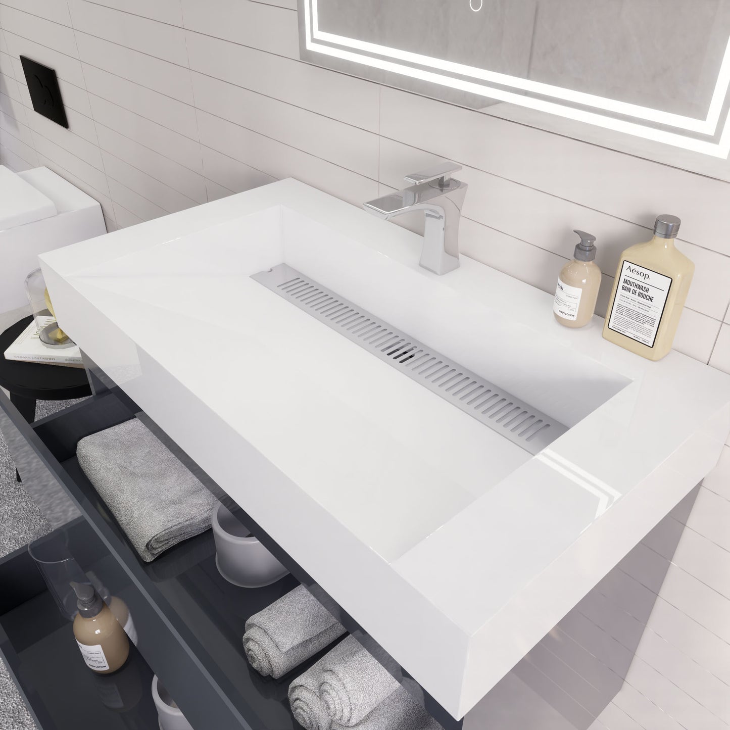 Monterey 36" Wall Mounted Bathroom Vanity with Reinforced Acrylic Integrated Sink Top