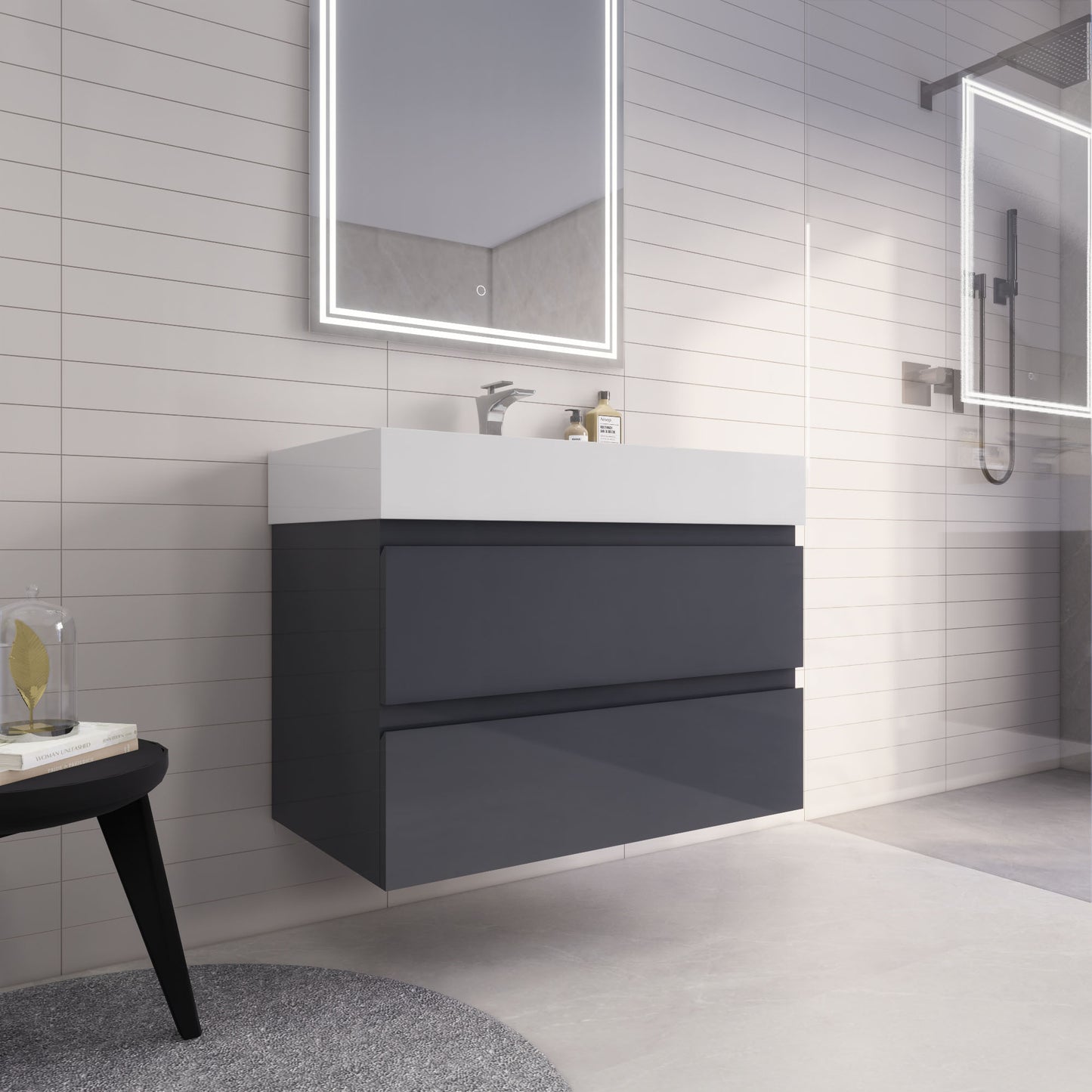 Monterey 36" Wall Mounted Bathroom Vanity with Reinforced Acrylic Integrated Sink Top