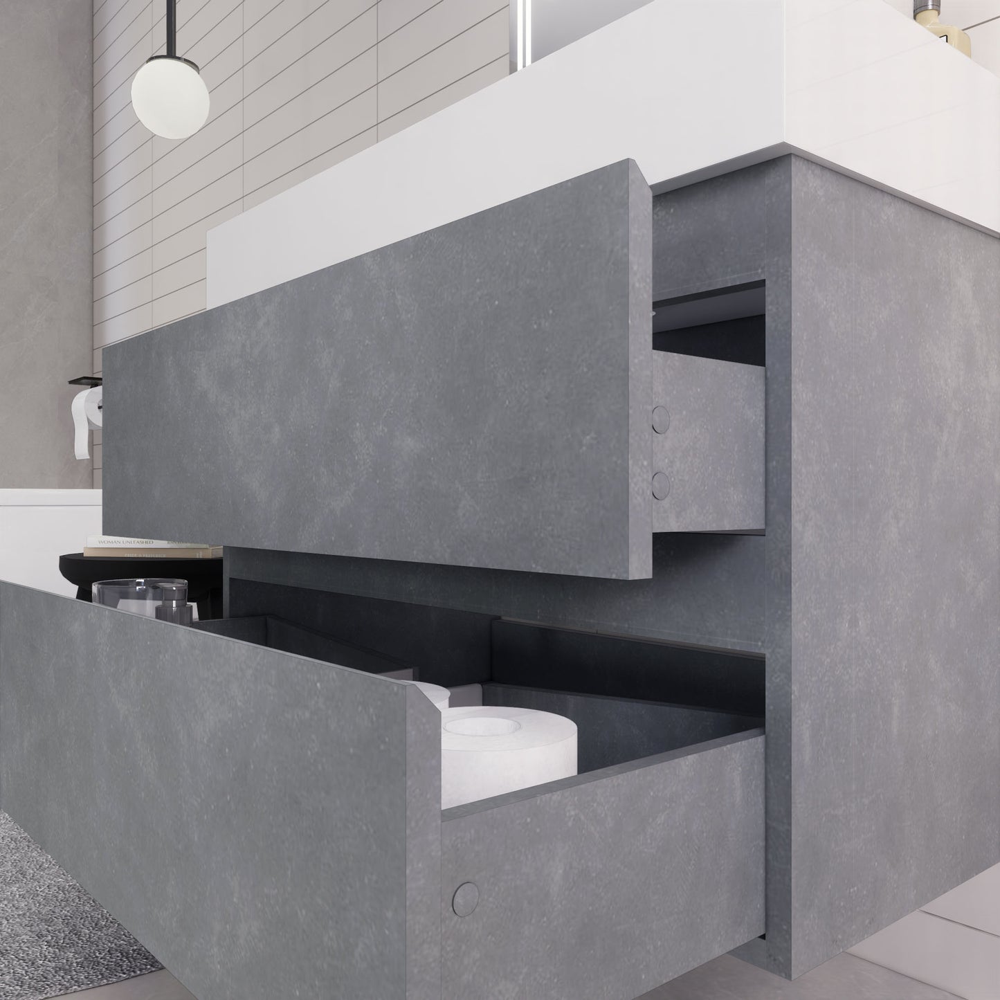 Monterey 36" Wall Mounted Bathroom Vanity with Reinforced Acrylic Integrated Sink Top