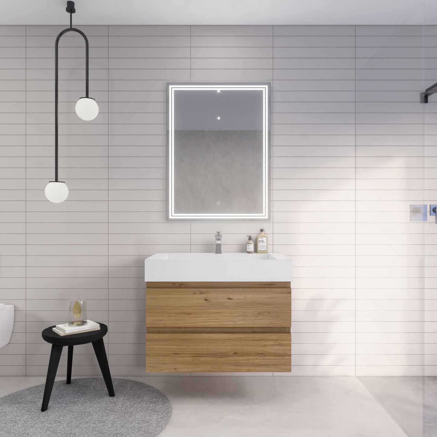 Monterey 36" Wall Mounted Bathroom Vanity with Reinforced Acrylic Integrated Sink Top
