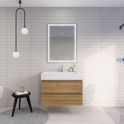 Monterey 36" Wall Mounted Bathroom Vanity with Reinforced Acrylic Integrated Sink Top