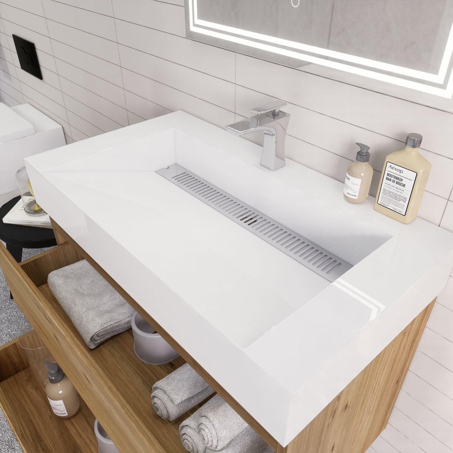 Monterey 36" Wall Mounted Bathroom Vanity with Reinforced Acrylic Integrated Sink Top