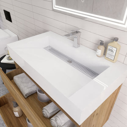 Monterey 36" Wall Mounted Bathroom Vanity with Reinforced Acrylic Integrated Sink Top