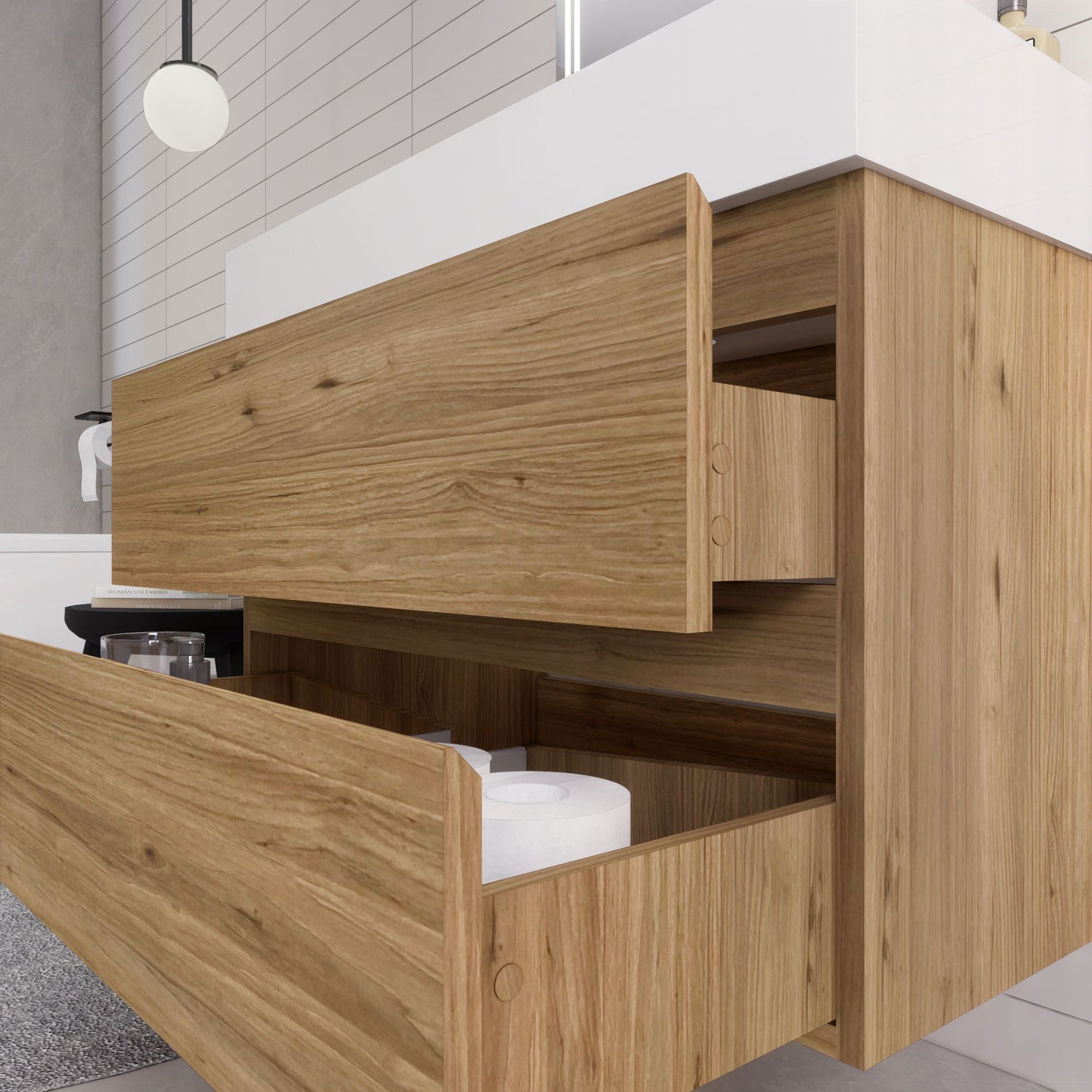 Monterey 36" Wall Mounted Bathroom Vanity with Reinforced Acrylic Integrated Sink Top