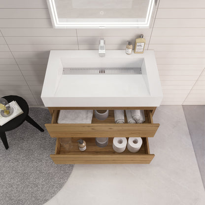 Monterey 36" Wall Mounted Bathroom Vanity with Reinforced Acrylic Integrated Sink Top