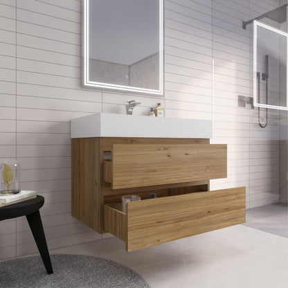 Monterey 36" Wall Mounted Bathroom Vanity with Reinforced Acrylic Integrated Sink Top