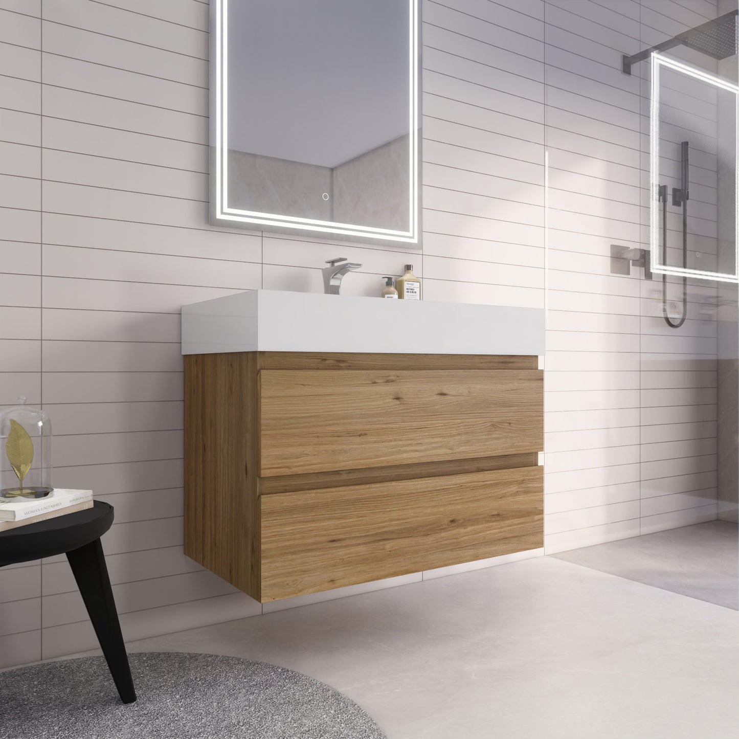 Monterey 36" Wall Mounted Bathroom Vanity with Reinforced Acrylic Integrated Sink Top