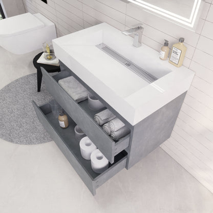 Monterey 36" Wall Mounted Bathroom Vanity with Reinforced Acrylic Integrated Sink Top