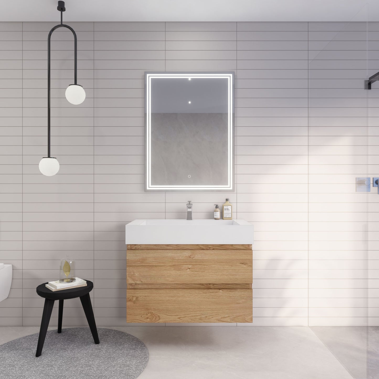 Monterey 36" Wall Mounted Bathroom Vanity with Reinforced Acrylic Integrated Sink Top