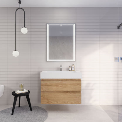 Monterey 36" Wall Mounted Bathroom Vanity with Reinforced Acrylic Integrated Sink Top
