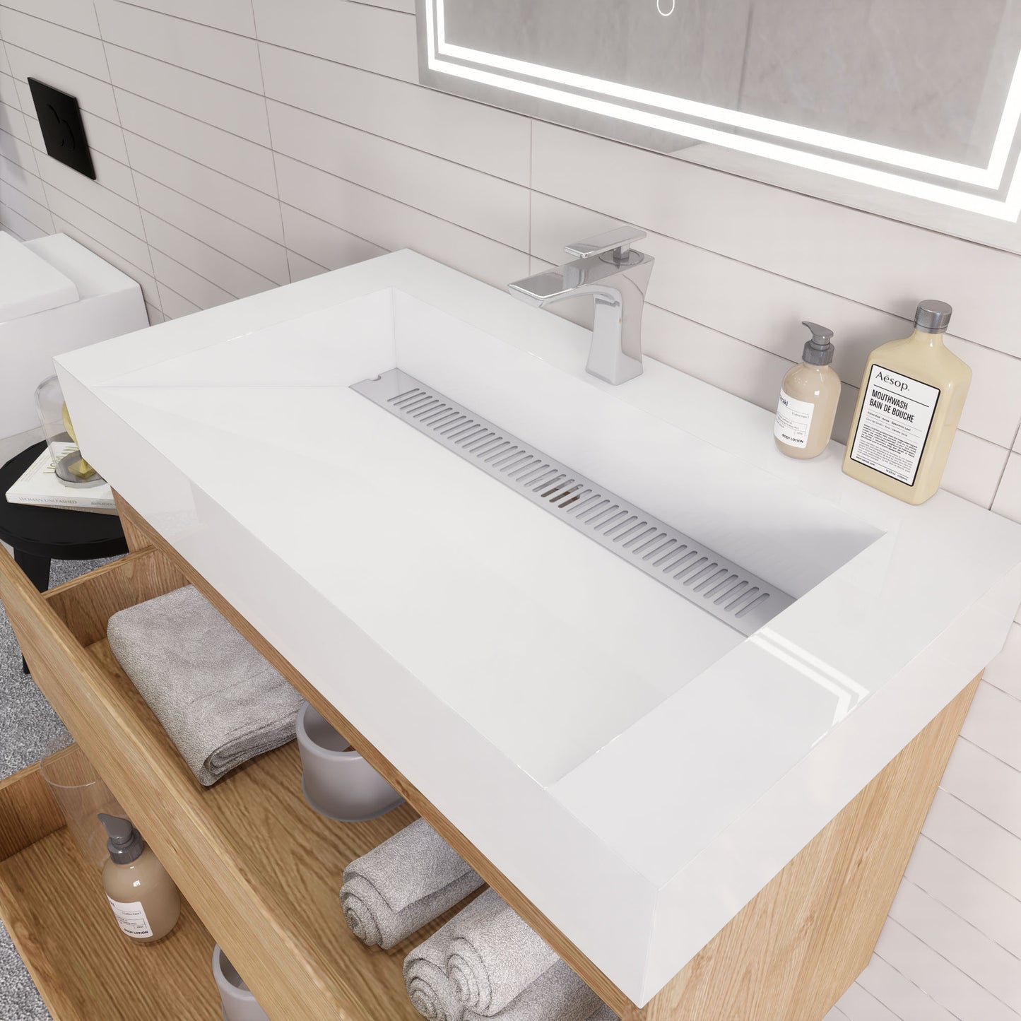 Monterey 36" Wall Mounted Bathroom Vanity with Reinforced Acrylic Integrated Sink Top