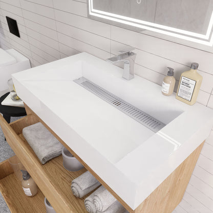 Monterey 36" Wall Mounted Bathroom Vanity with Reinforced Acrylic Integrated Sink Top