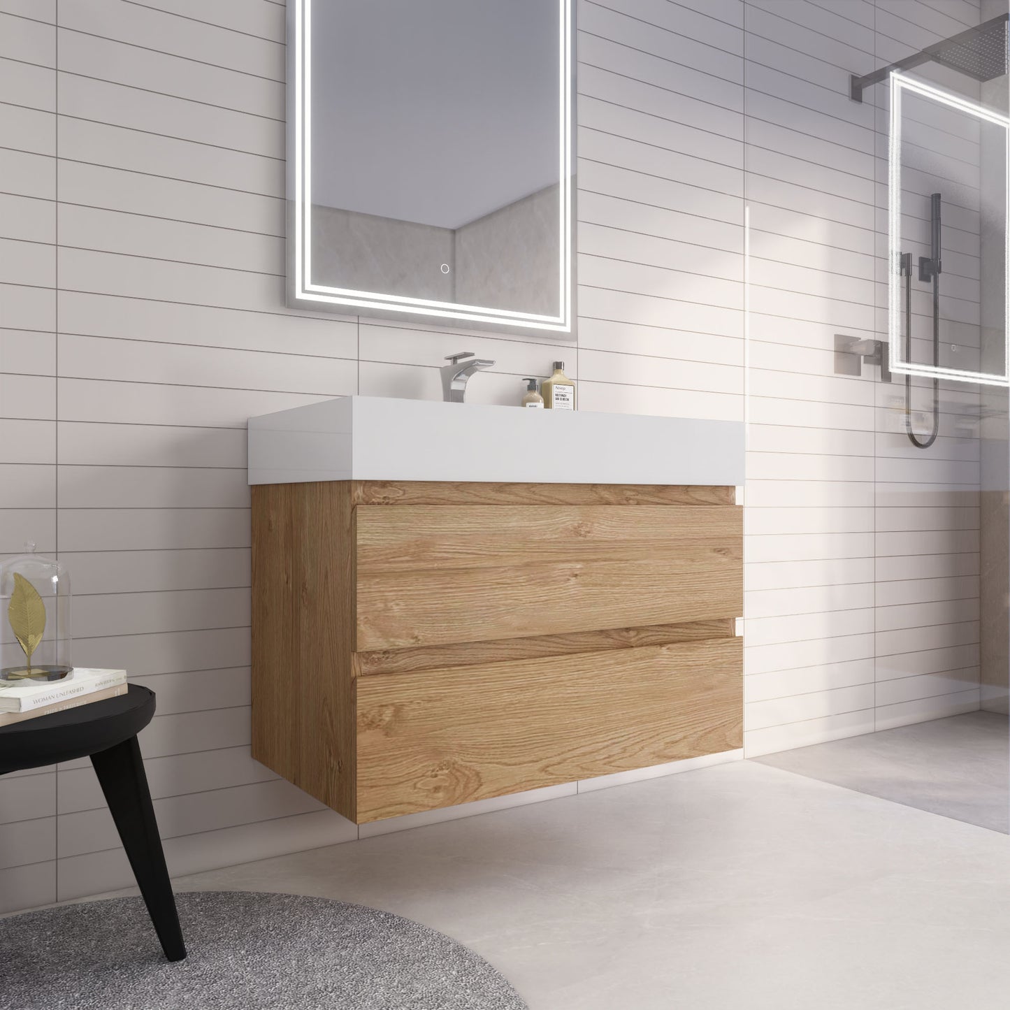 Monterey 36" Wall Mounted Bathroom Vanity with Reinforced Acrylic Integrated Sink Top