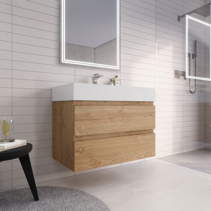 Monterey 36" Wall Mounted Bathroom Vanity with Reinforced Acrylic Integrated Sink Top