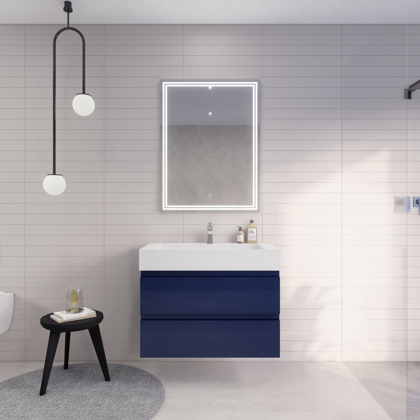 Monterey 36" Wall Mounted Bathroom Vanity with Reinforced Acrylic Integrated Sink Top