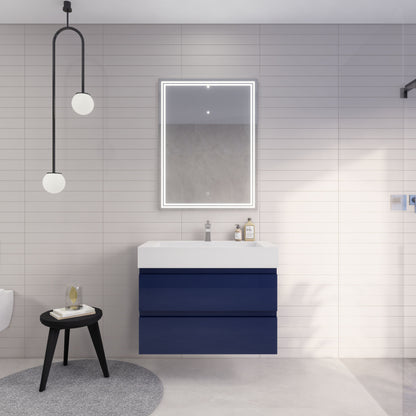 Monterey 36" Wall Mounted Bathroom Vanity with Reinforced Acrylic Integrated Sink Top