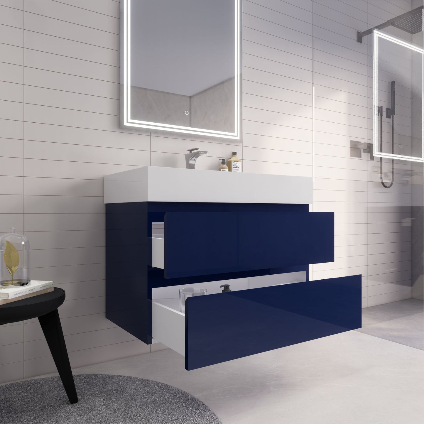 Monterey 36" Wall Mounted Bathroom Vanity with Reinforced Acrylic Integrated Sink Top