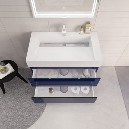Monterey 36" Wall Mounted Bathroom Vanity with Reinforced Acrylic Integrated Sink Top