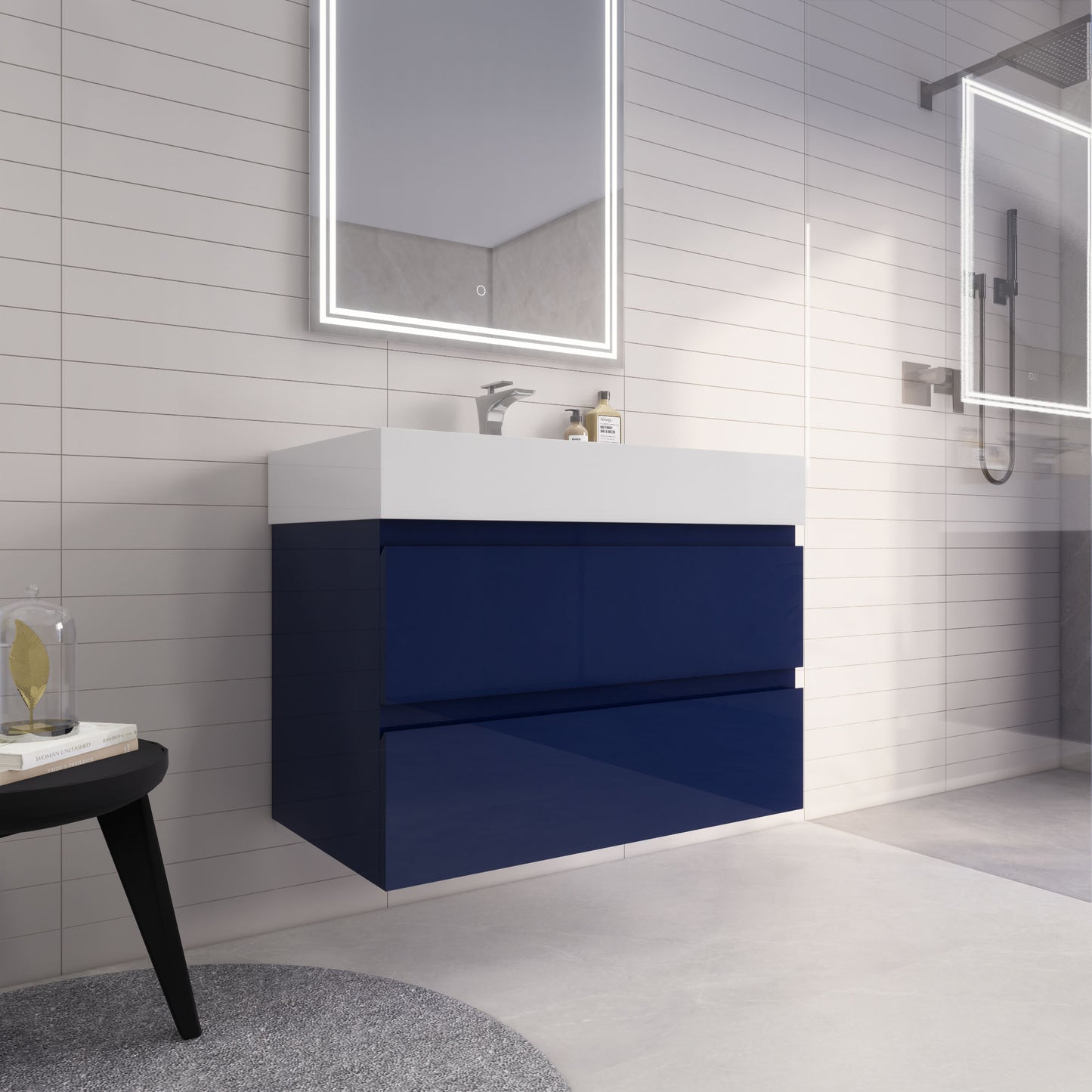 Monterey 36" Wall Mounted Bathroom Vanity with Reinforced Acrylic Integrated Sink Top