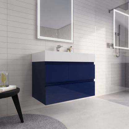 Monterey 36" Wall Mounted Bathroom Vanity with Reinforced Acrylic Integrated Sink Top
