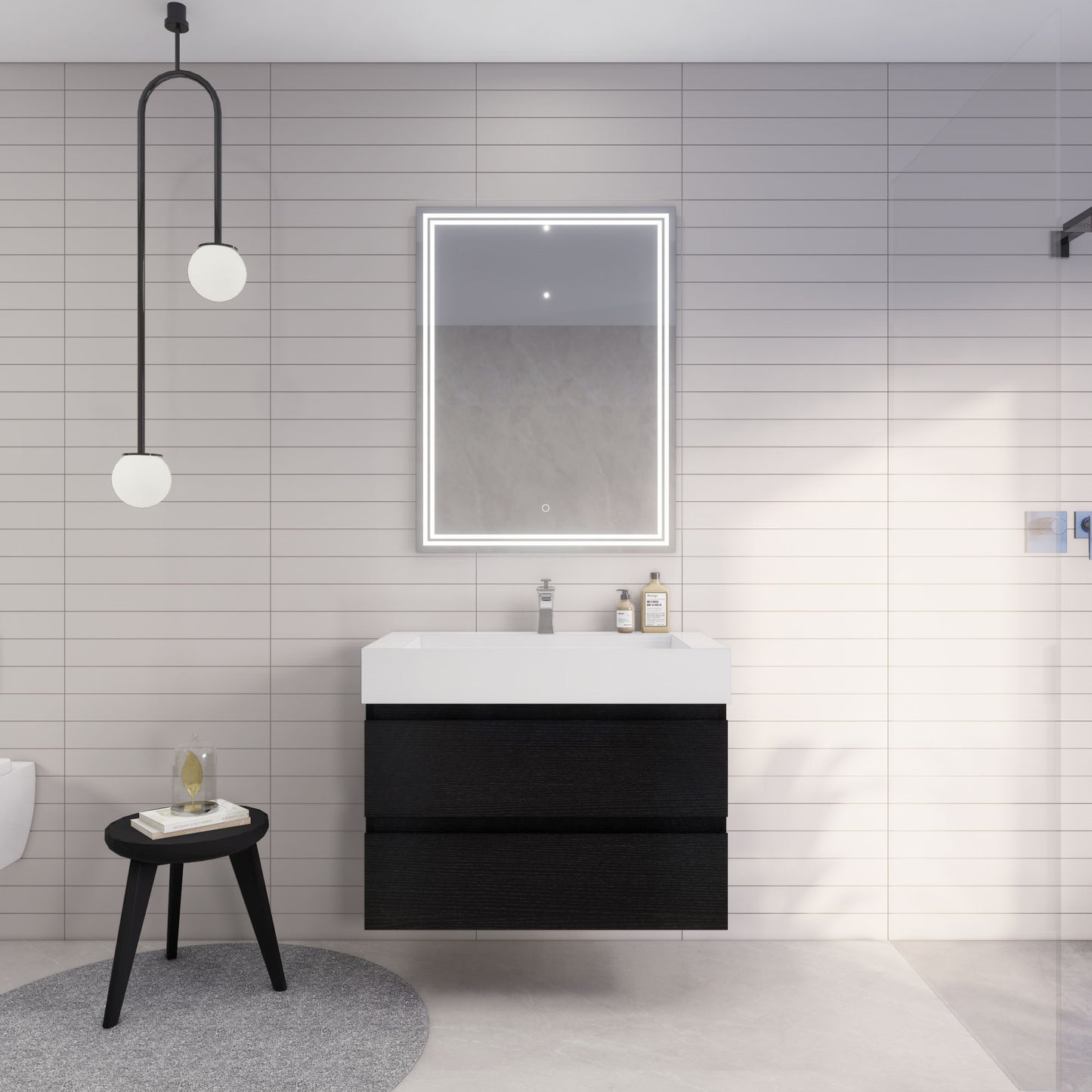 Monterey 36" Wall Mounted Bathroom Vanity with Reinforced Acrylic Integrated Sink Top