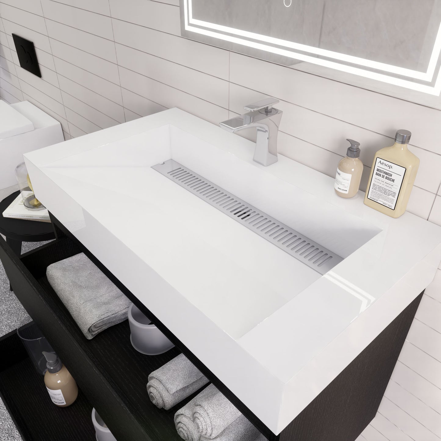 Monterey 36" Wall Mounted Bathroom Vanity with Reinforced Acrylic Integrated Sink Top